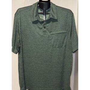 Duluth Trading Co Shirt Mens Size L Green Polo Relaxed Fit Short Sleeve Stretch